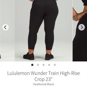 Lululemon Wunder Train Heathered Black High-Rise Crop Leggings Sz 8